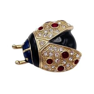 Vintage Crystal and Enamel Lady Bug Brooch
